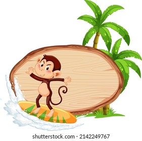 Blank oval wooden signboard with animal illustration