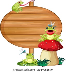 Blank oval wooden signboard with animal illustration