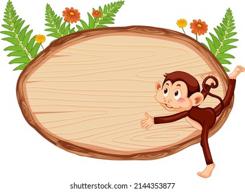 Blank oval wooden signboard with animal illustration