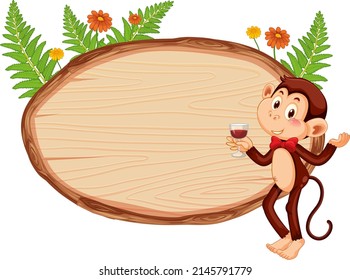 Blank oval wooden signboard with animal illustration