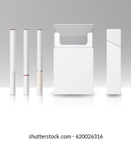 Blank Pack Package Box Of Cigarettes 3D Vector Carton Template For Design. Isolated Illustration