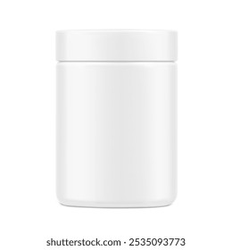 Recipiente em branco para suplemento, nutrição desportiva, produtos em pó. Ilustração vetorial isolada sobre fundo branco. Pode ser usado para o seu design, publicidade, promoção e etc. EPS10	