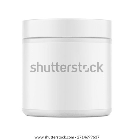 Blank package container for supplement, sport nutrition, powder products. Vector illustration isolated on white background. Can be use for your design, advertising, promo and etc. EPS10.	