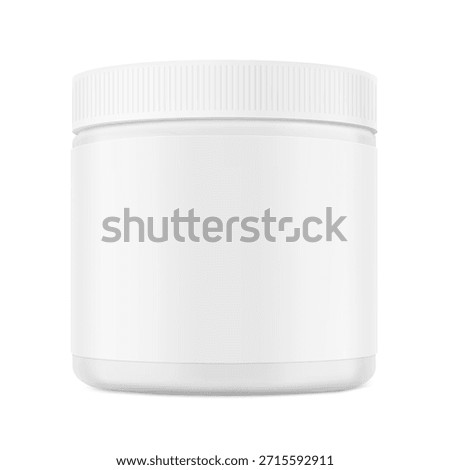 Blank package container for supplement, sport nutrition, powder products. Vector illustration isolated on white background. Can be use for your design, advertising, promo and etc. EPS10.
