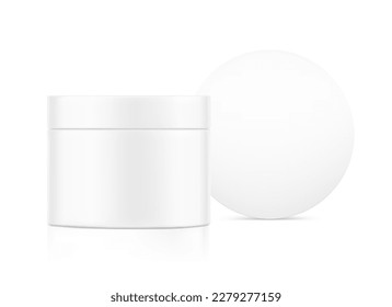 Blank package round container mockup. Vector illustration isolated on white background. Can be use for your design, advertising, promo and etc. EPS10.	