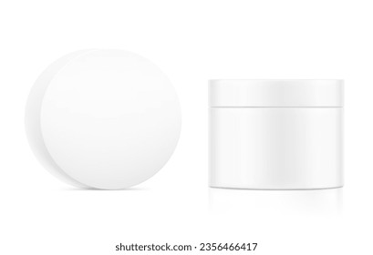 Blank package round container mockup. Vector illustration isolated on white background. Can be use for your design, advertising, promo and etc. EPS10.