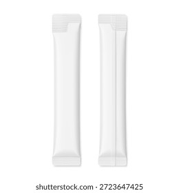 Modelo de palito de pacote em branco. Vista plana. Ilustração vetorial isolada sobre fundo branco. Pode ser usado para alimentos, cosméticos, medicamentos e etc. EPS10