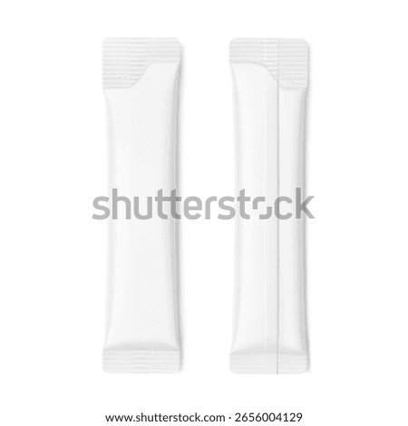 Blank package stick mockup.  Flat lay view. Vector illustration isolated on white background. Can be use for food, cosmetic, medicine and etc. EPS10.