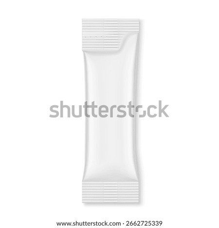 Blank package stick mockup. Flat lay view. Vector illustration isolated on white background. Can be use for food, cosmetic, medicine and etc. EPS10.
