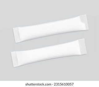 Blank package stick mockup. Set of stick with different corners.  Flat lay view. Vector illustration. Can be use for food, cosmetic, medicine and etc. EPS10.	