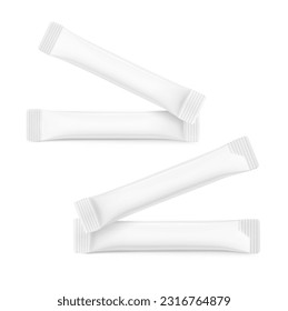 Blank package stick mockup. Set of stick with different corners.  Vector illustration isolated on white background. Can be use for food, cosmetic, medicine and etc. EPS10.	