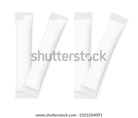 Blank package stick mockup. Set of stick with different corners.  Flat lay view. Vector illustration isolated on white background. Can be use for food, cosmetic, medicine and etc. EPS10.