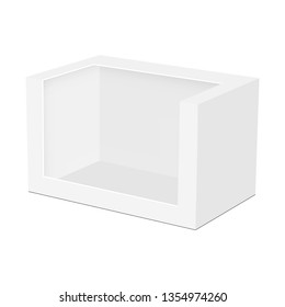 Blank Packaging Box Mockup For Toy Isolated On White Background. Vector Illustration