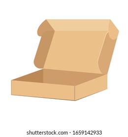 Blank packaging boxes - open and closed mockup, isolated on white background. Pile of stacked sealed goods cardboard boxes.Vector illustration eps10. 
