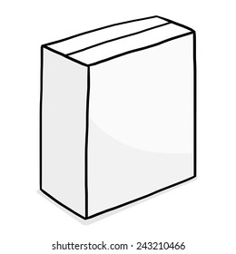 blank packaging, paper box / cartoon vector and illustration, grayscale, hand drawn style, isolated on white background.