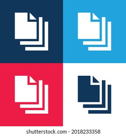 Blank Page blue and red four color minimal icon set