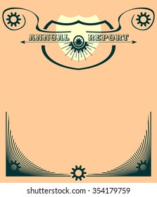 Blank page with calligraphic design elements. Report layout page decor relative to industry theme. 