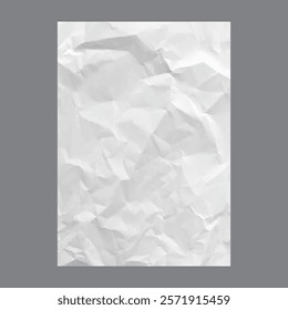 Blank page creases and wrinkles surface of sheet of paper. Vector isolated realistic empty manuscript or document with crumpled and wrinkled texture effect. Vertical banner mockup or template