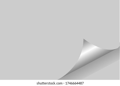 Blank page with curled corner and soft shadow. Corner of sheet of paper. Realistic illustration isolated on white background