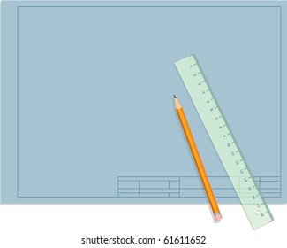 Blank Page for Draft with Pencil and Ruler