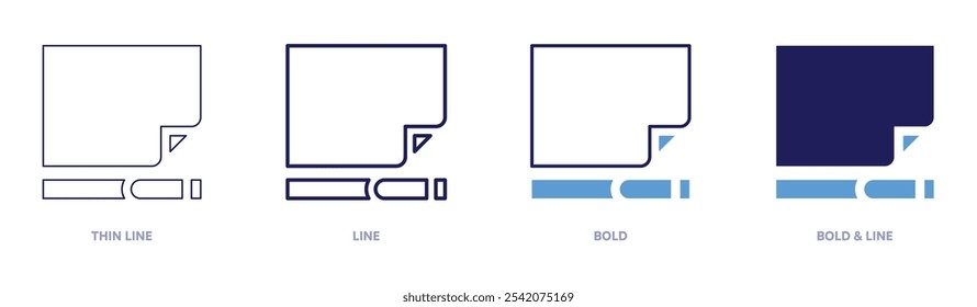 Blank page icon in 4 different styles. Thin Line, Line, Bold, and Bold Line. Duotone style. Editable stroke.