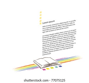 blank page layout - book icon and rainbow motive included