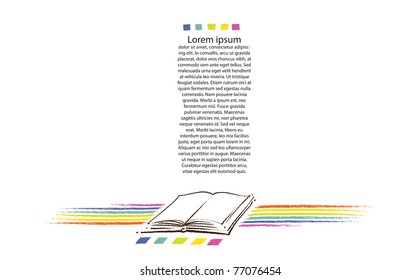 blank page layout - book icon and rainbow motive included