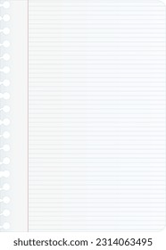 Blank page ripped from a spiral notebook (cut out)