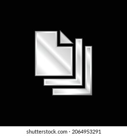 Icono metálico plateado de página en blanco