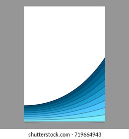 Blank page template from curved layers in blue tones - vector stationery design with shadow effect