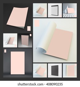 Blank Page Template for Design Layout. Modern Lock Screen for Mobile Apps. CD Disc Case. A4 Business Blank. 3d Vector Illustration.