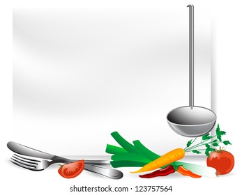 Blank page with vegetables and setting