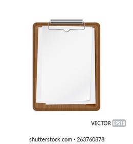 Blank pages on the wooden plate vector.