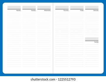 blank pages of weekly planner