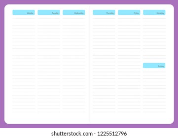 blank pages of weekly planner