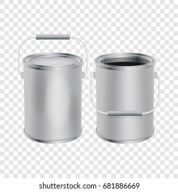 Blank paint buckets mockup. Realistic illustration of blank paint buckets vector mockup for web