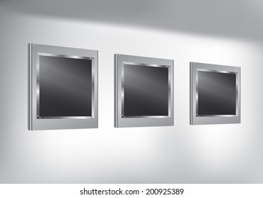 Blank panel light box on wall vector