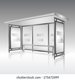 Blank panel on bus stop with billboard vector