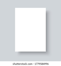 Blank paper A4 format with shadow isolated on gray background realistic vector