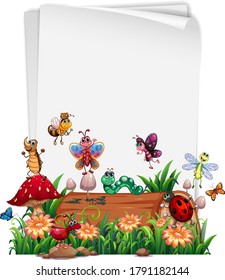 Blank paper with animal garden set isolated illustration