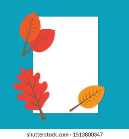 blank paper with autumn leaves- vector illustration