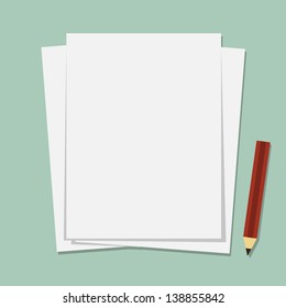 Fondo de papel en blanco con lápiz