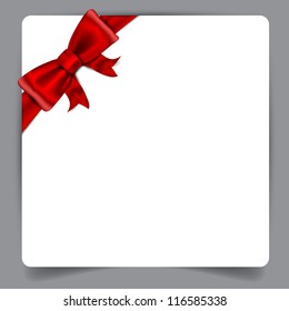 Blank paper background with red bow. Vector eps10.