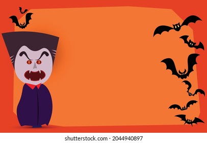 leerer Papierhintergrund mit Vampirschrecken und Fledermaushofer , mit Kopienraum für Halloween-Design oder -Verkaufsbanner, Vektorgrafik.