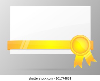 Blank paper background with yellow ribbon. Vector illustration.