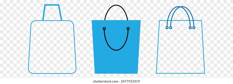 Blank paper bag with handles isolated over white background. Shopping bag icon. Eps 10.