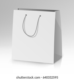 Blank Paper Bag Template Vector. Realistic Shopping Pocket Bag Illustration