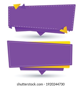 Blank paper banner in yellow and purple colour theme