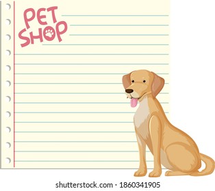 Blank paper banners with cute dogs isolated on white background illustration
