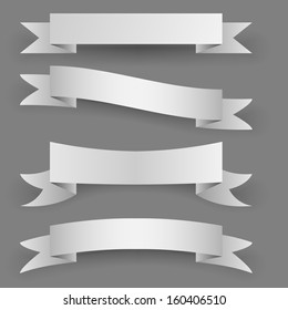 Blank paper banners with shadow template isolated on white background.